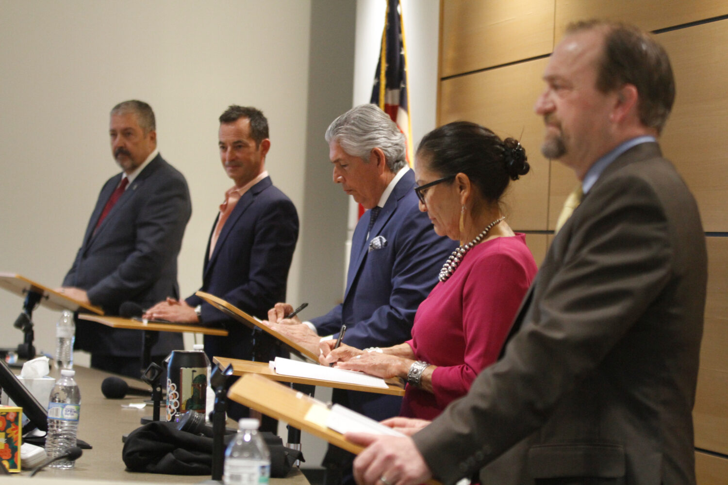 Candidates for governor of New Mexico participate in a public forum in Rio Rancho, N.M., on April 2...