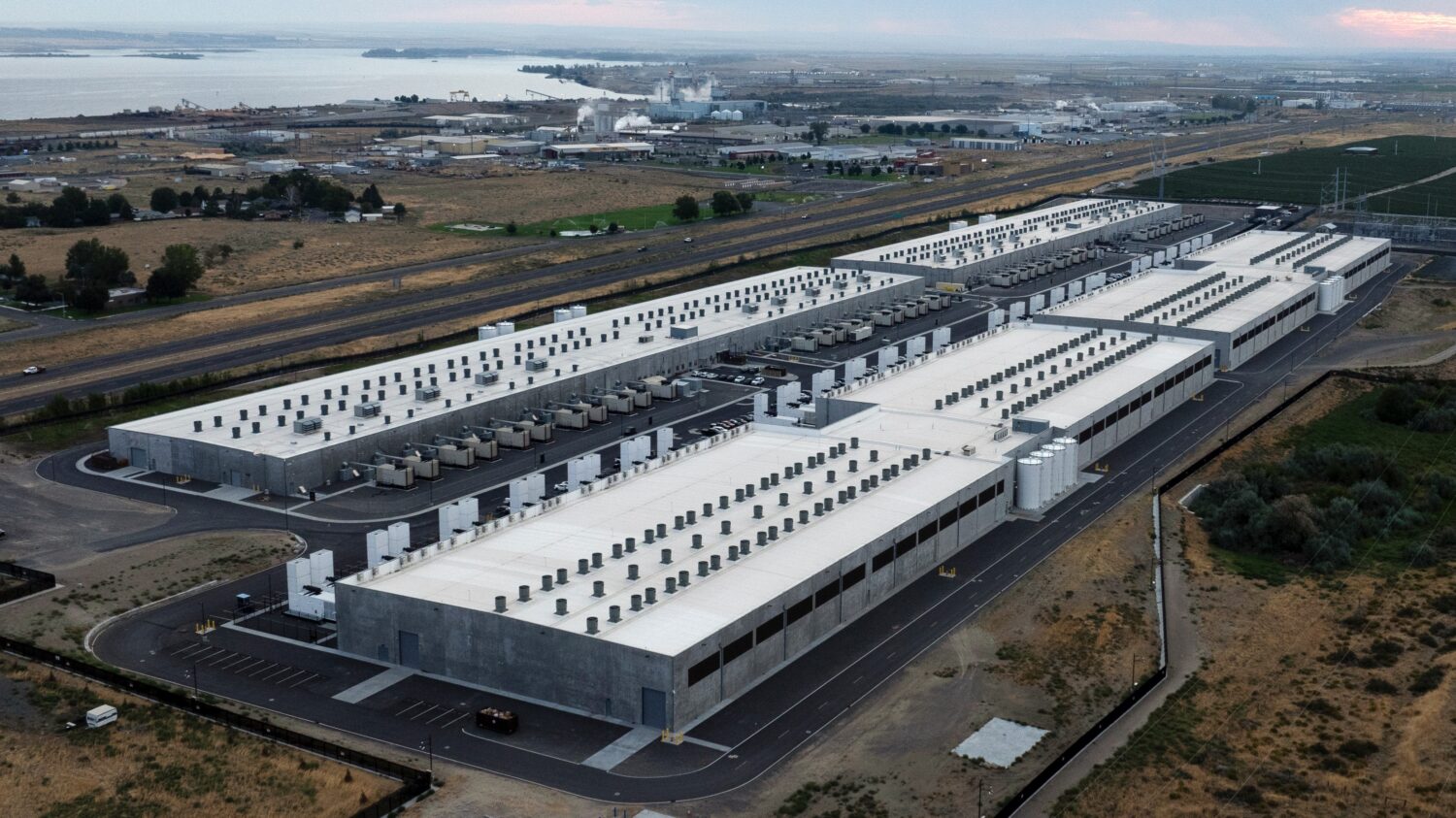 FILE - Amazon Web Services data center is visible on Aug. 22, 2024, in Boardman, Ore. (AP Photo/Jen...